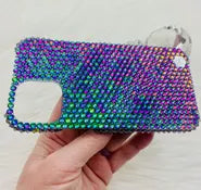 Bling Phone Case for iPhone with Magic Green Luxe Glass Rhinestones