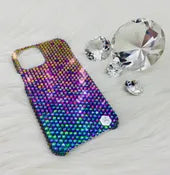 Bling Phone Case for iPhone with Magic Green Luxe Glass Rhinestones