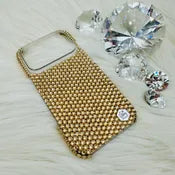 Hand-Placed Austrian Crystal Bling Phone Case for iPhone – Golden Shadow Design