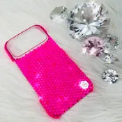 Bling Phone Case for iPhone with Neon Pink Luxe Glass Rhinestones