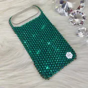 Hand-Placed Austrian Crystal Bling Phone Case for iPhone – Emerald Green Design