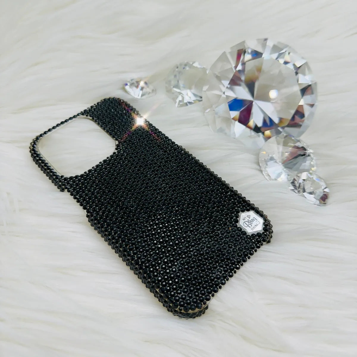 Bling Phone Case for iPhone with Jet Black Preciosa Crystals - tiny 12ss