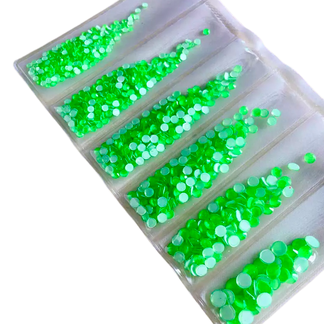 Neon Green Round Glass Flatback Crystals