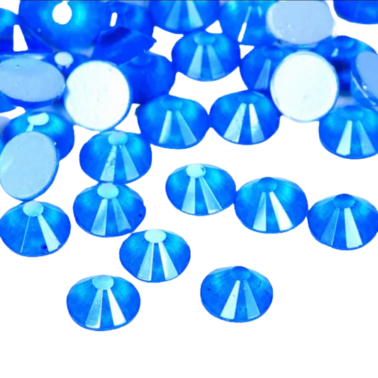 Neon Blue Round Glass Flatback Crystals