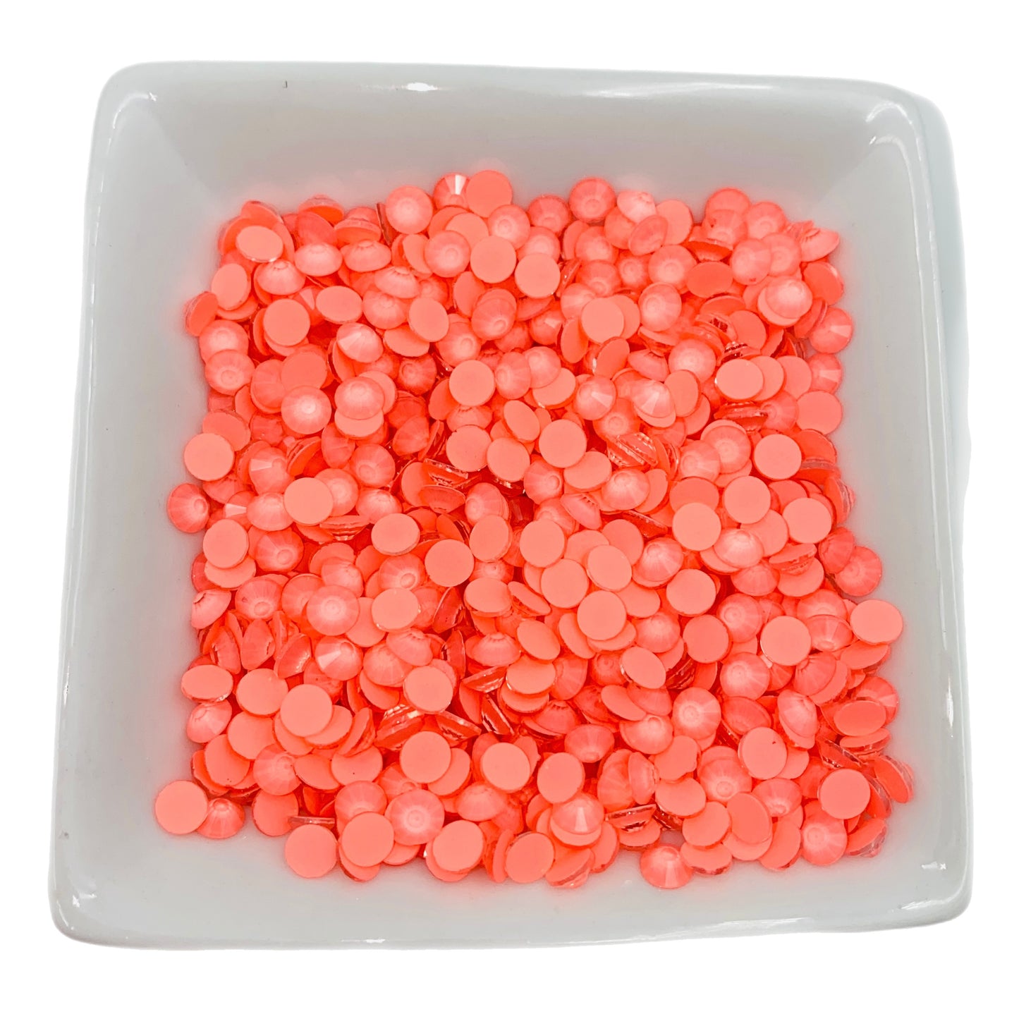 Neon Coral Round Glass Flatback Crystals