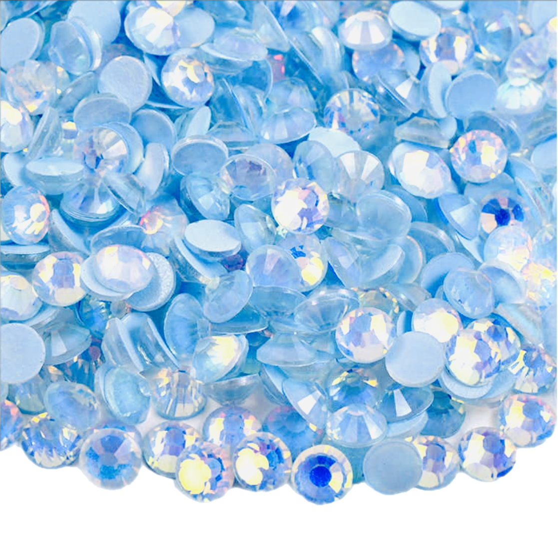 Luminous Light Sapphire AB Round Glass Flatback Crystals