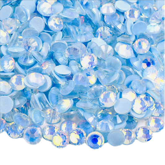 Luminous Light Sapphire AB Round Glass Flatback Crystals