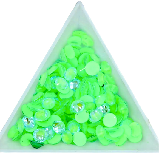 Luminescent Neon Peridot AB Round Glass Flatback Crystals