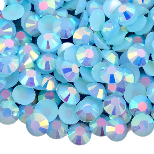 Jelly Aquamarine AB Round Flat Back Rhinestones