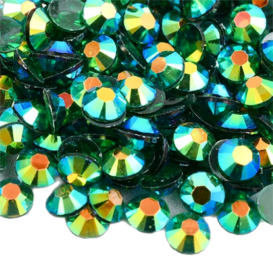 Jelly Emerald AB Round Flat Back Rhinestones