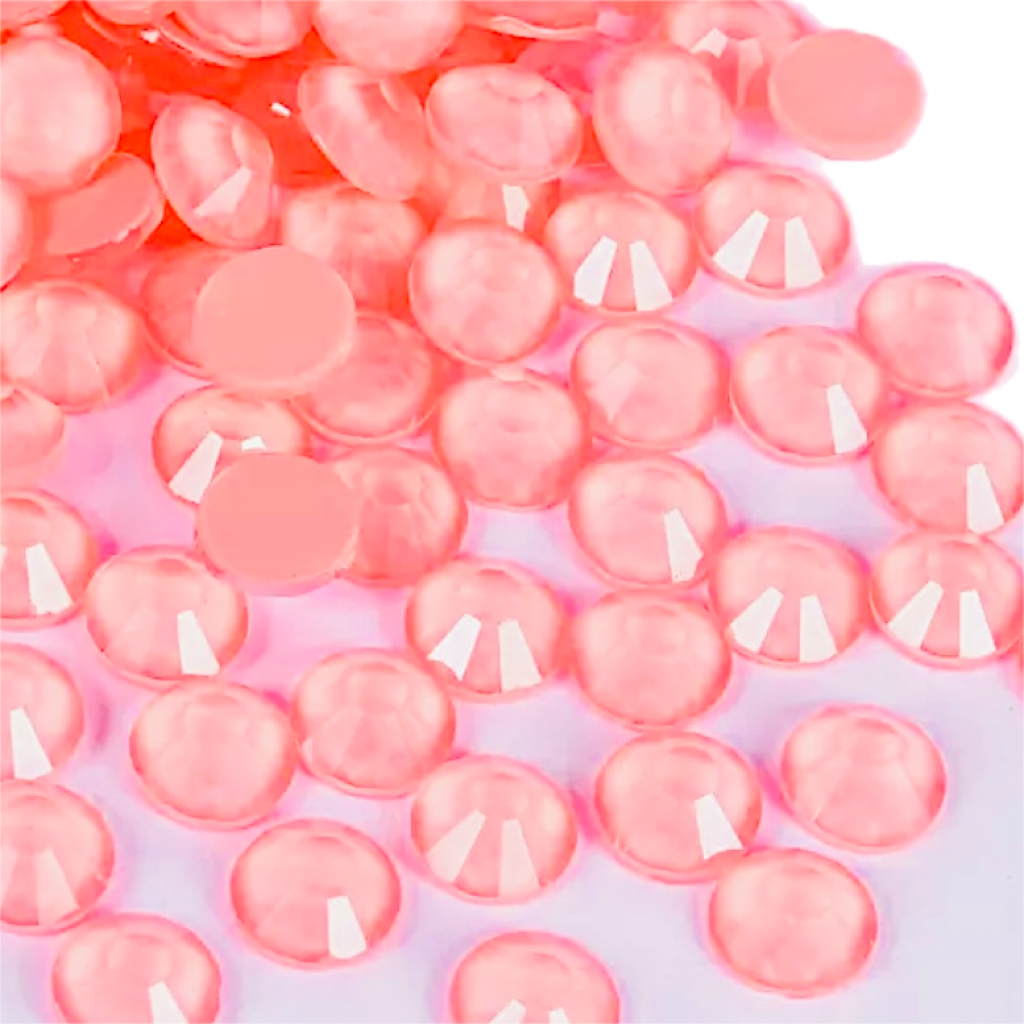 Neon Coral Round Glass Flatback Crystals