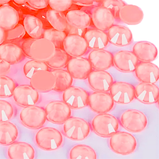 Neon Coral Round Glass Flatback Crystals