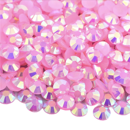 Jelly Dark Pink AB Round Flat Back Rhinestones