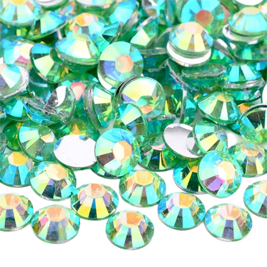 Peridot AB Resin Foil Back Round Flat Back Rhinestones