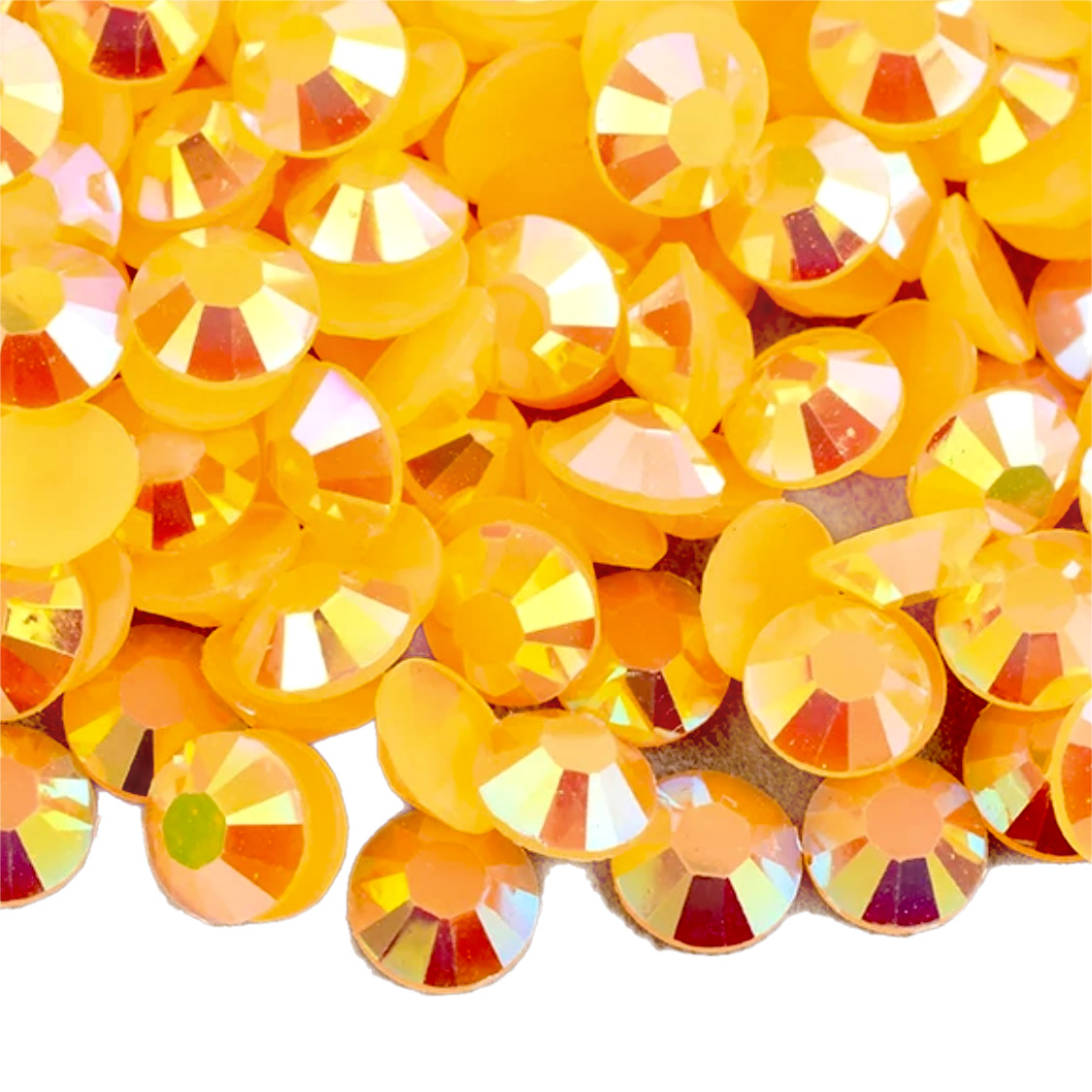 Jelly Orange Red AB Round Flat Back Rhinestones