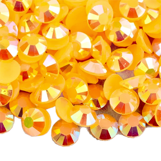 Jelly Orange Red AB Round Flat Back Rhinestones