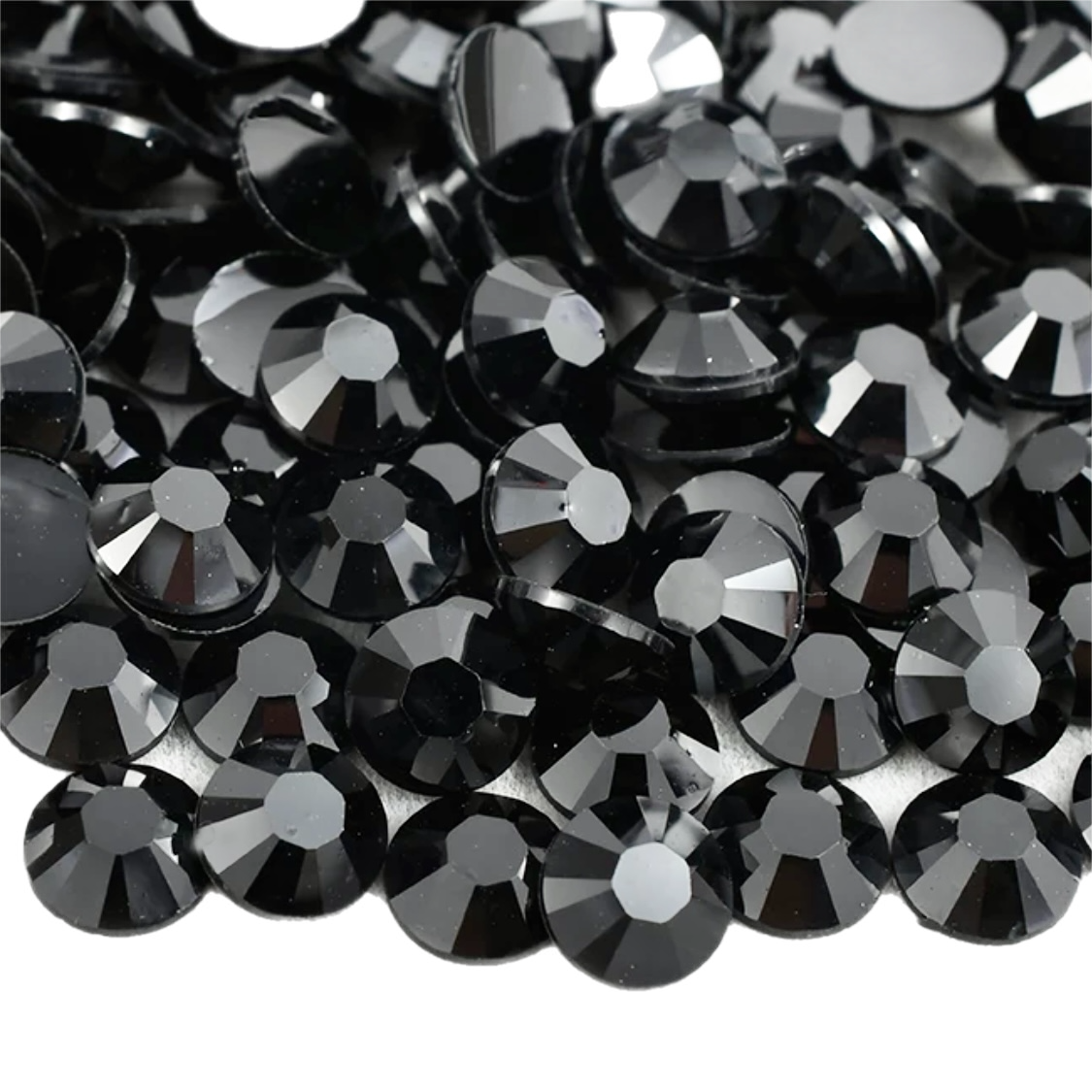 Solid Black Resin Jelly Round Flat Back Rhinestones