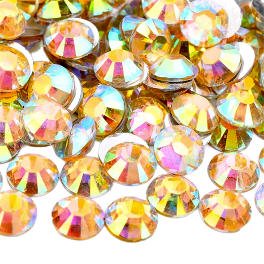 Light Topaz AB Resin Foil Back Round Flat Back Rhinestones