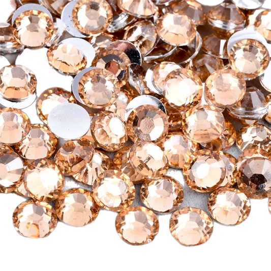 Light Peach Resin Foil Back Round Flat Back Rhinestones