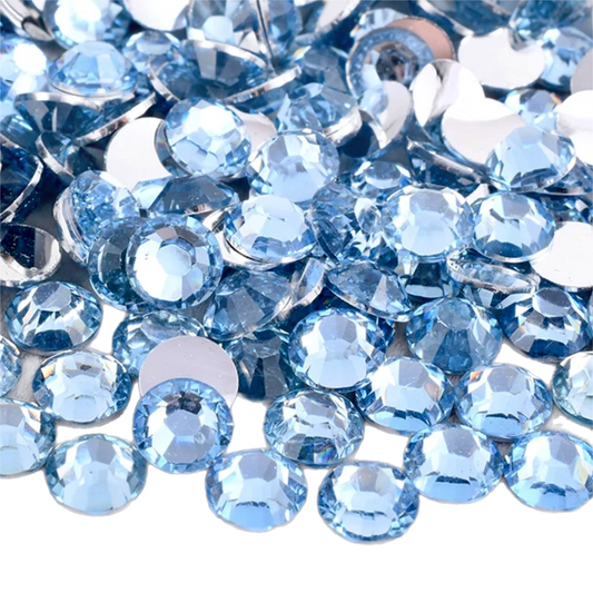 Light Sapphire Resin Foil Back Round Flat Back Rhinestones