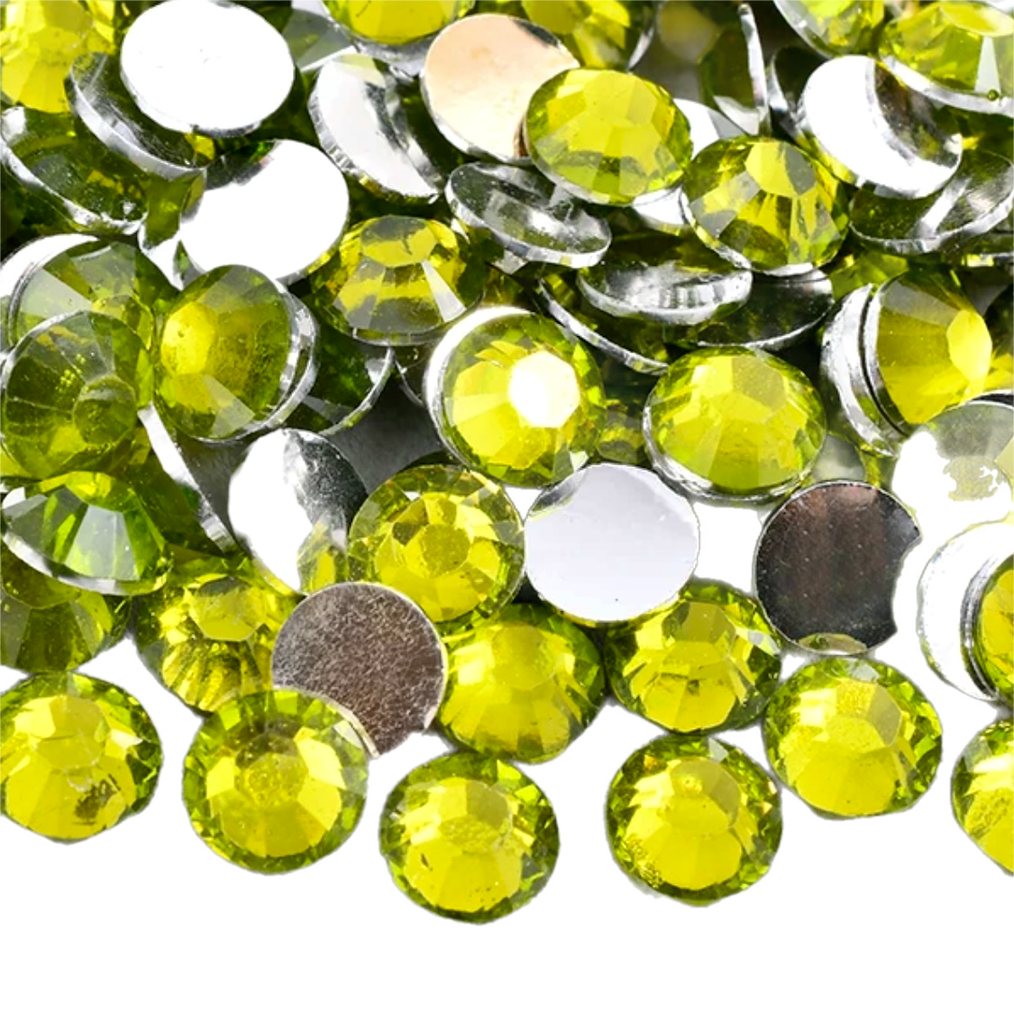 Olivine Resin Foil Back Round Flat Back Rhinestones