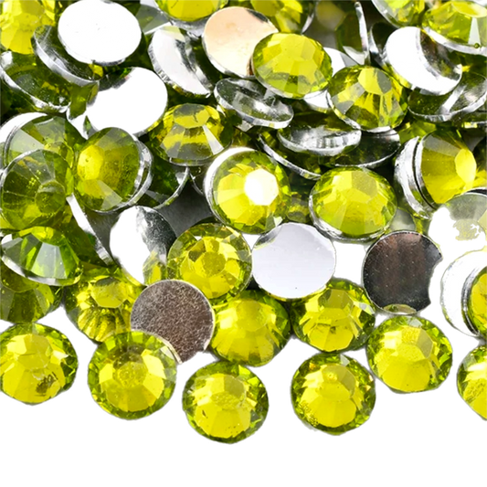 Olivine Resin Foil Back Round Flat Back Rhinestones