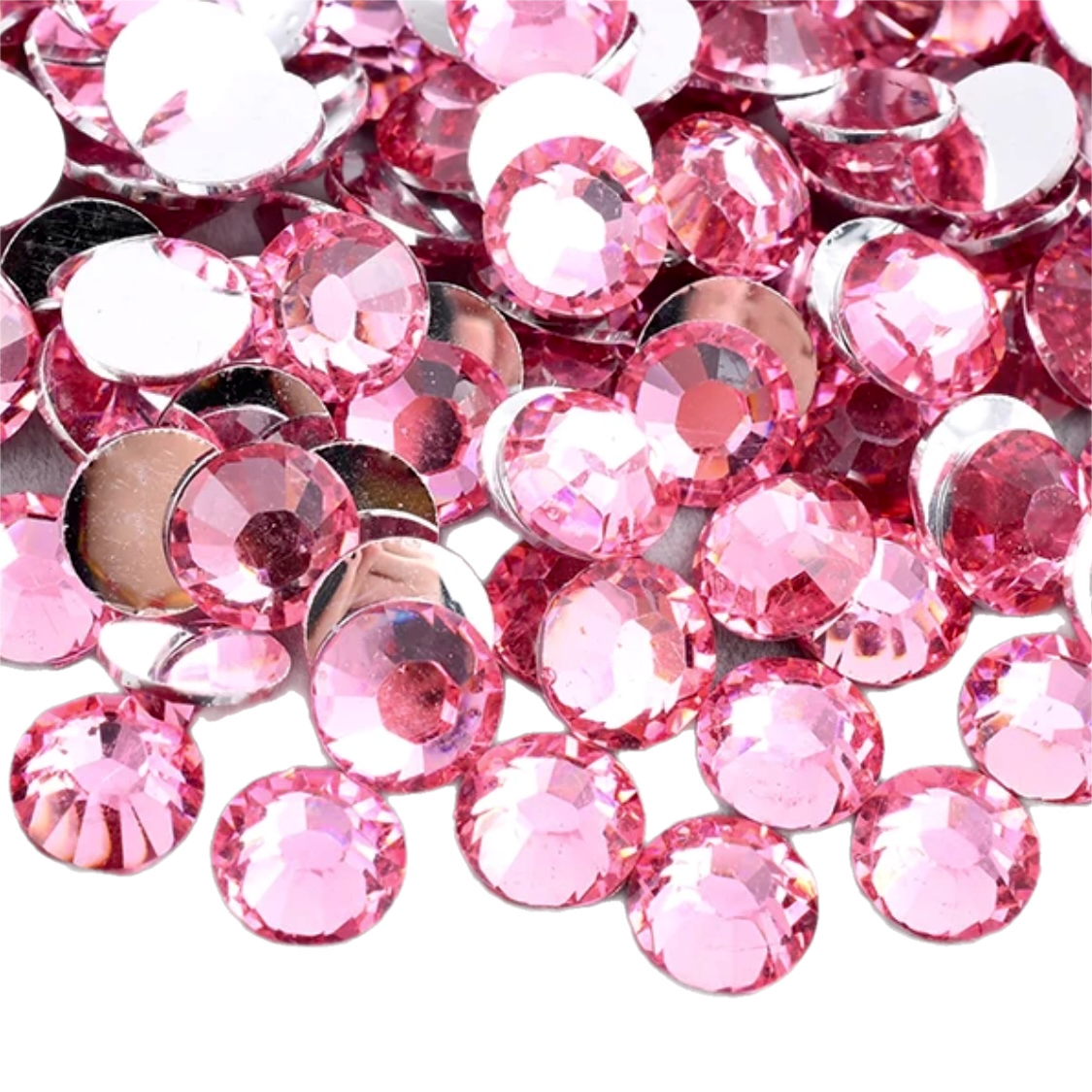 Pink Resin Foil Back Round Flat Back Rhinestones