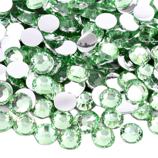 Light Emerald Resin Foil Back Round Flat Back Rhinestones