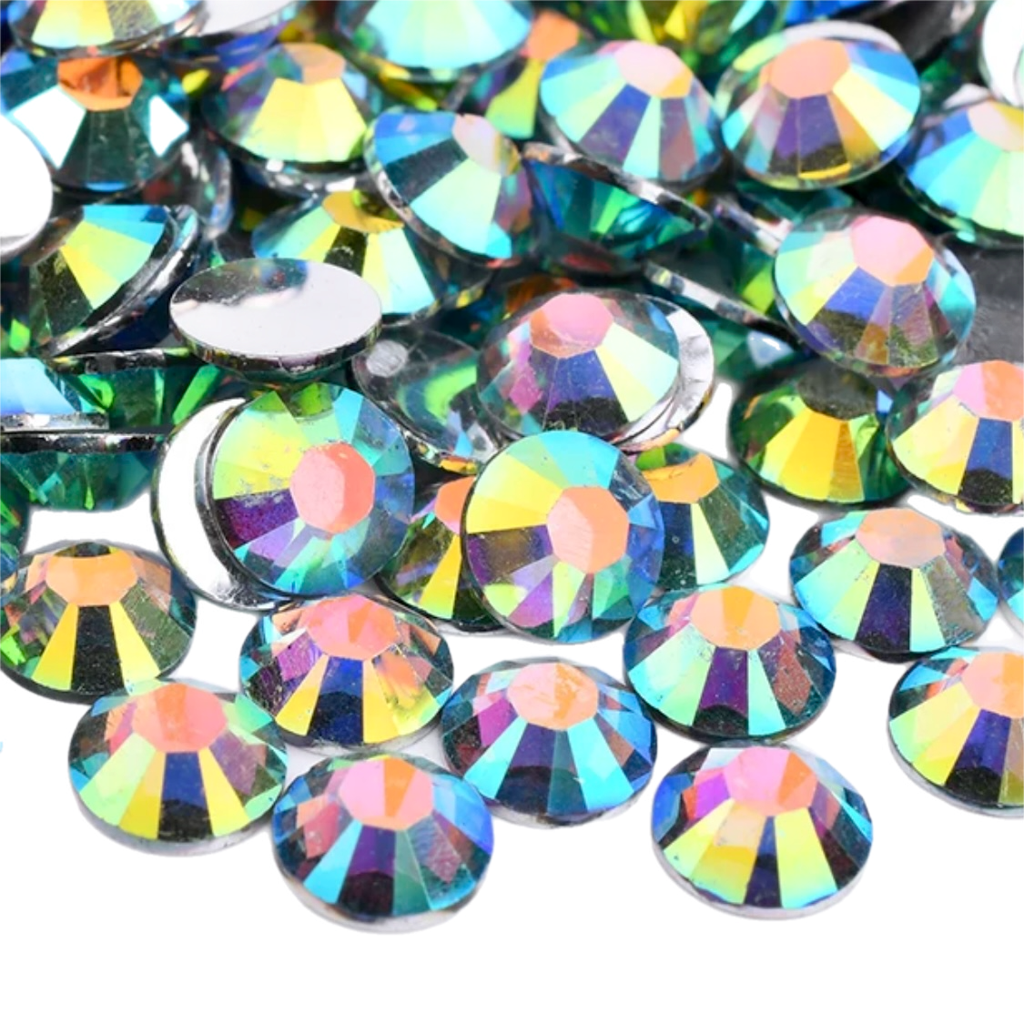 Grey AB Resin Foil Back Round Flat Back Rhinestones