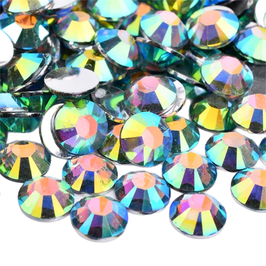 Grey AB Resin Foil Back Round Flat Back Rhinestones