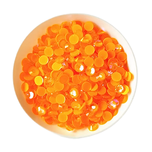 Luminescent Neon Orange AB Round Glass Flatback Crystals