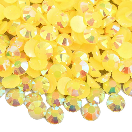 Jelly Orange Yellow AB Round Flat Back Rhinestones