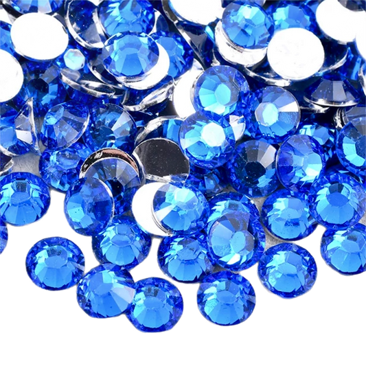 Sapphire Resin Foil Back Round Flat Back Rhinestones