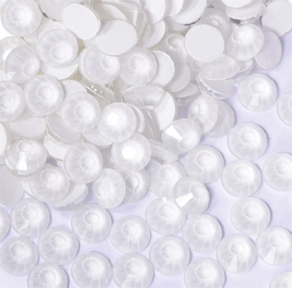 Neon White Round Glass Flatback Crystals Multi-Pack