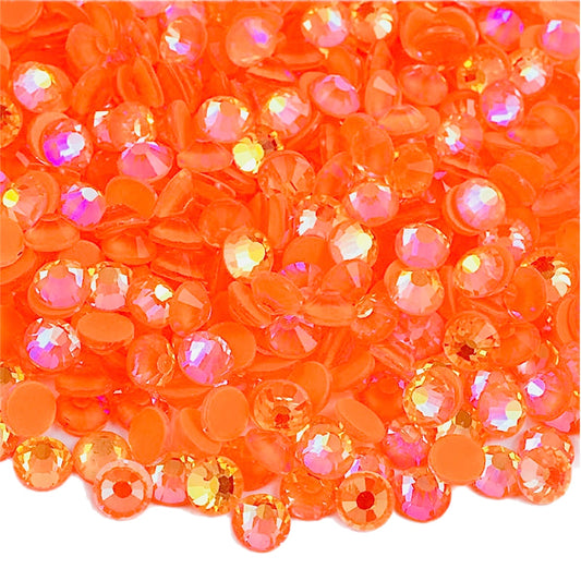 Luminous Orange AB Round Glass Flatback Crystals