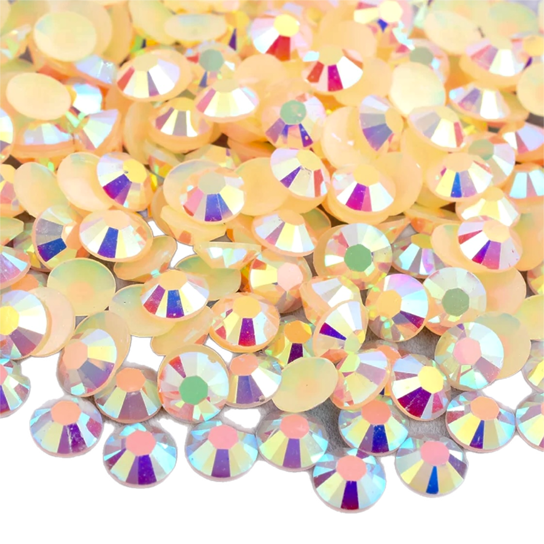 Jelly Light Peach AB Round Flat Back Rhinestones