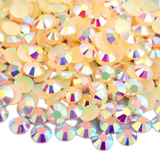 Jelly Light Peach AB Round Flat Back Rhinestones