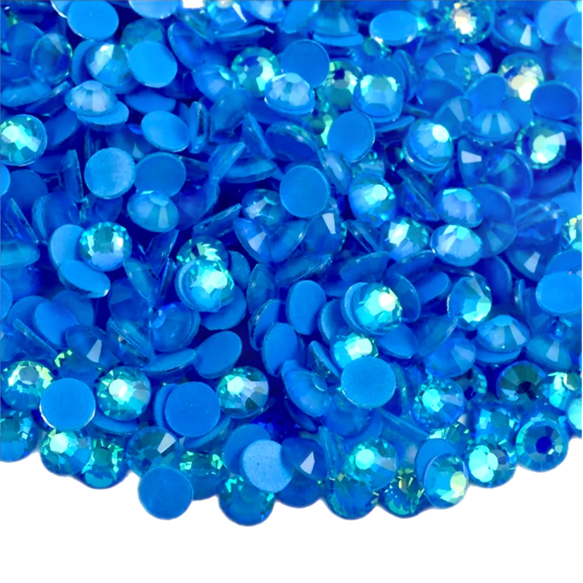 Luminous Sapphire AB Round Glass Flatback Crystals