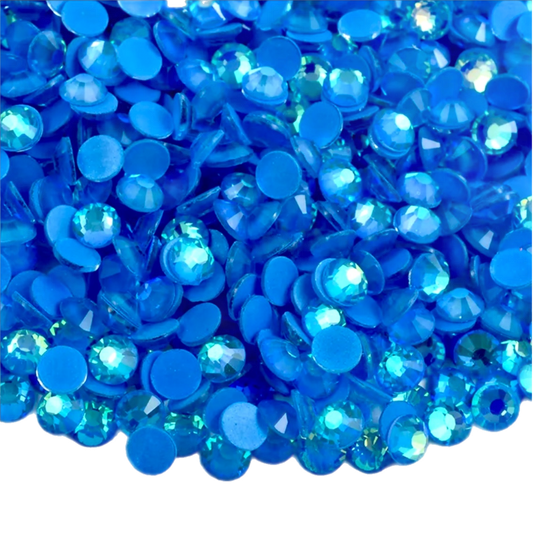 Luminous Sapphire AB Round Glass Flatback Crystals