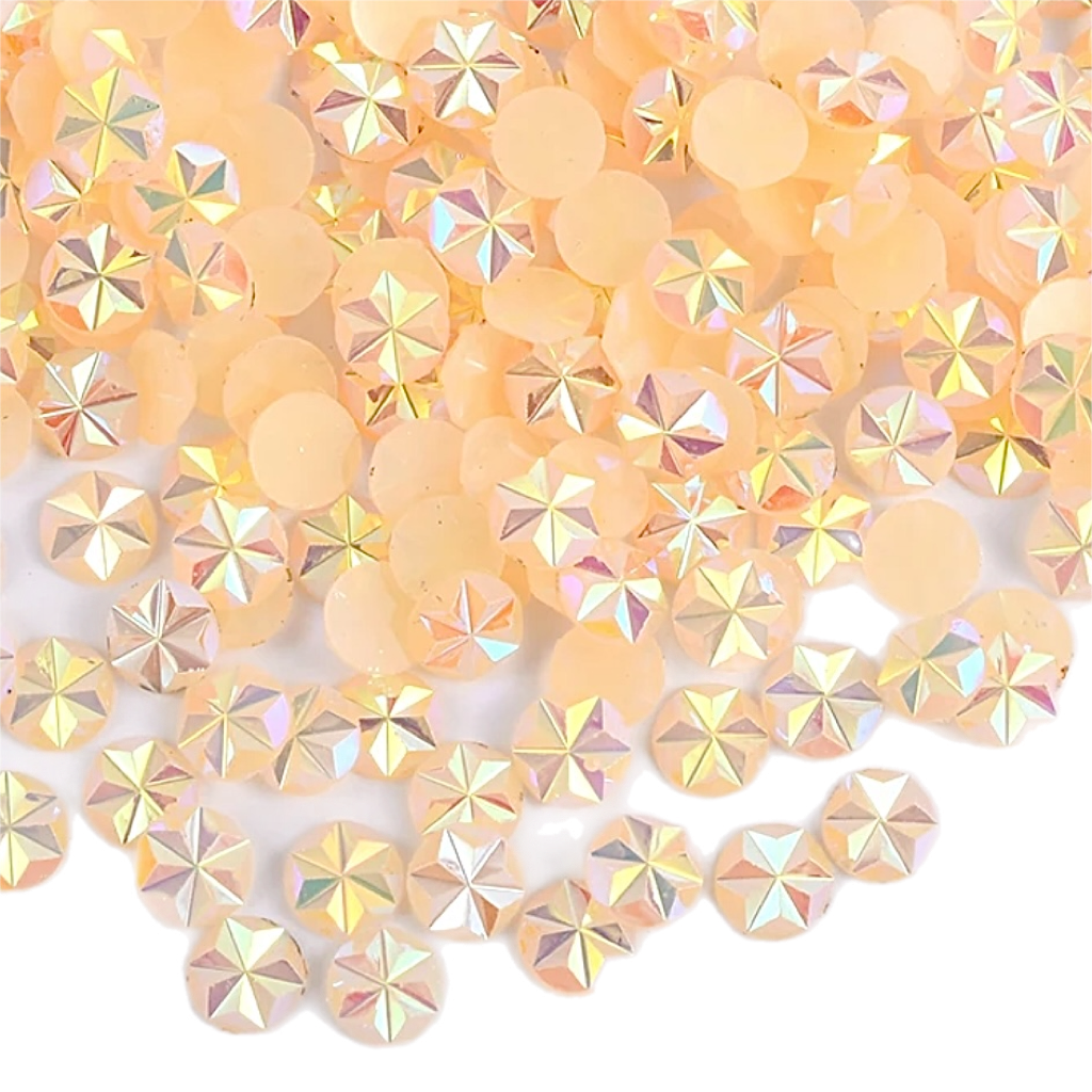 Flower / Star 5mm Jelly Light Peach AB Round Flat Back Rhinestones