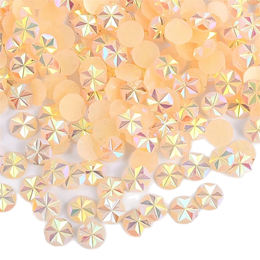 Flower / Star 5mm Jelly Light Peach AB Round Flat Back Rhinestones