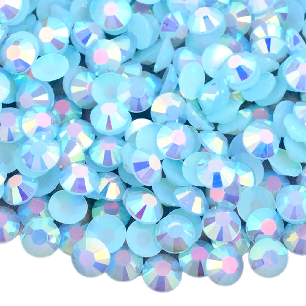 Jelly Light Aquamarine AB Round Flat Back Rhinestones