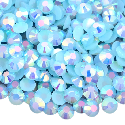 Jelly Light Aquamarine AB Round Flat Back Rhinestones