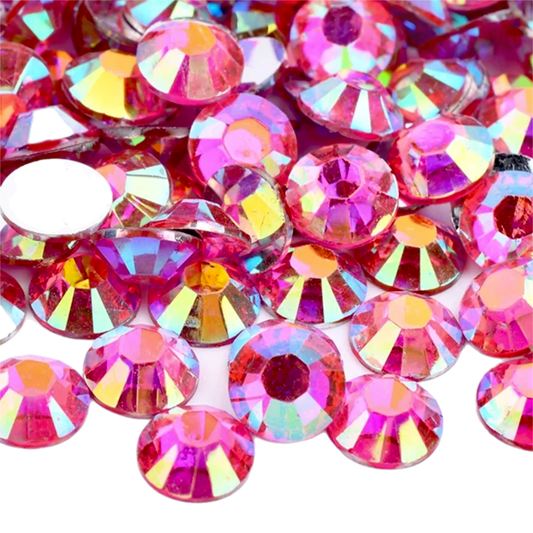 Rose AB Resin Foil Back Round Flat Back Rhinestones