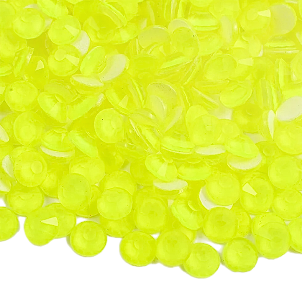 Neon Yellow Round Glass Flatback Crystals