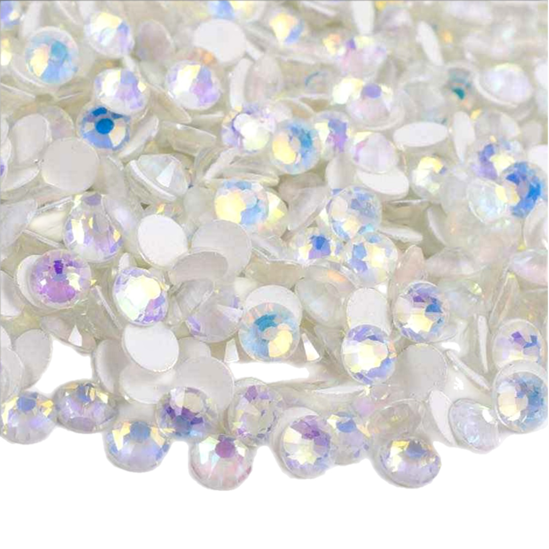 Luminous White AB Round Glass Flatback Crystals