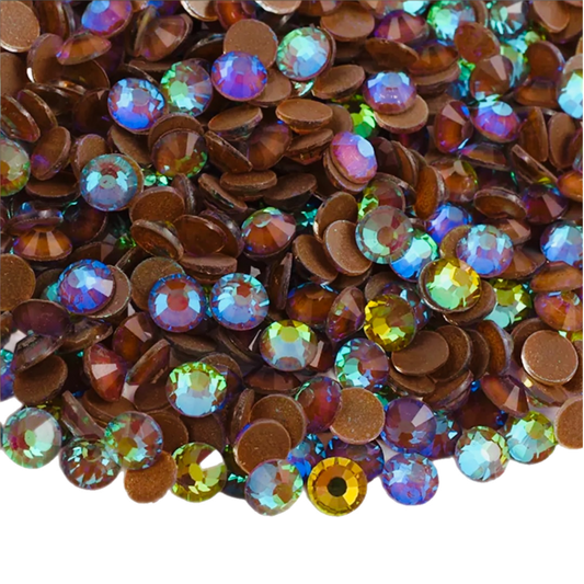 Luminous Coffee AB Round Glass Flatback Crystals