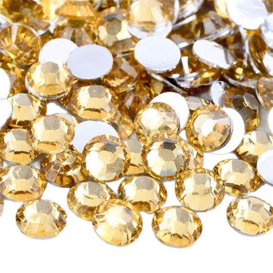 Light Topaz Resin Foil Back Round Flat Back Rhinestones