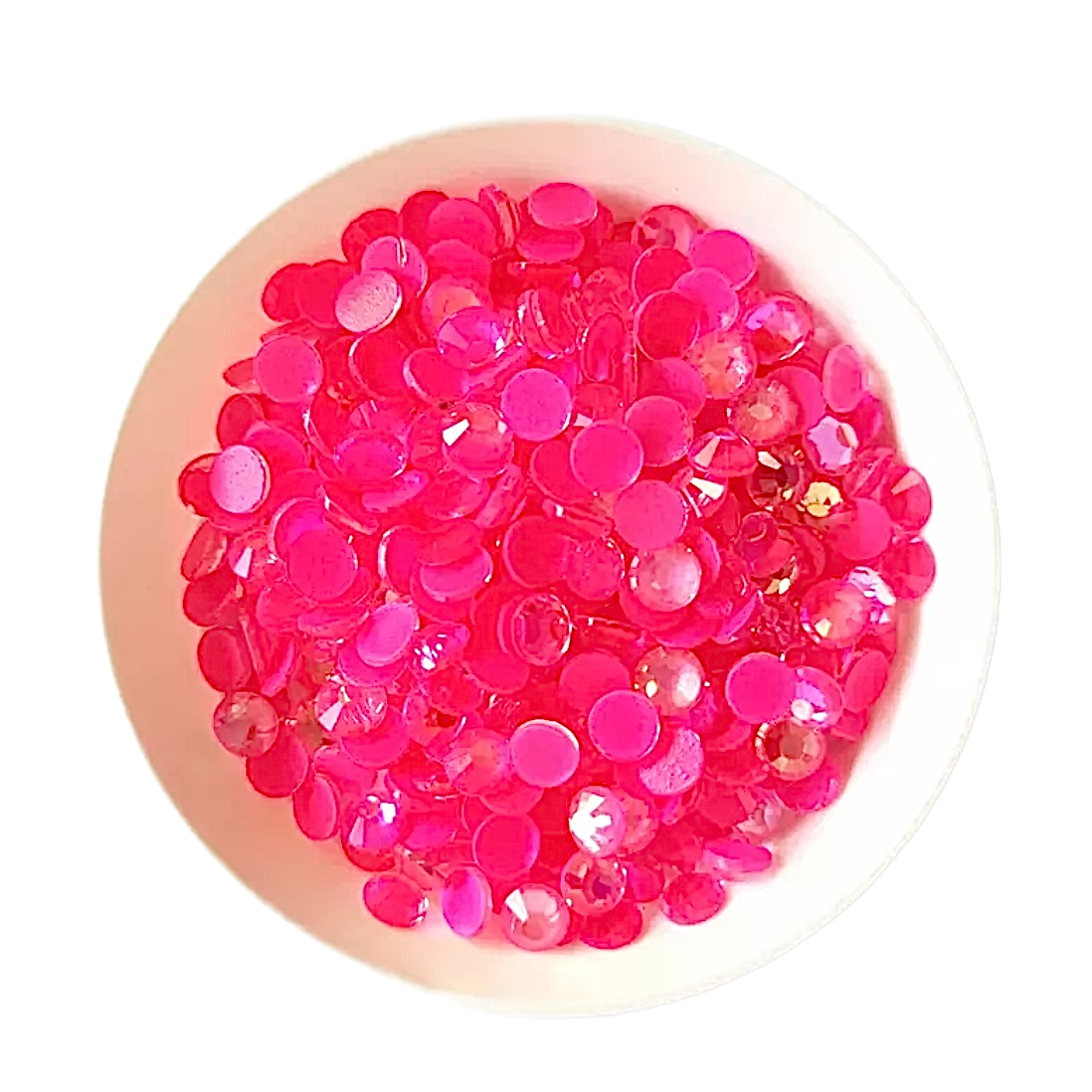 Luminescent Neon Rose AB Round Glass Flatback Crystals