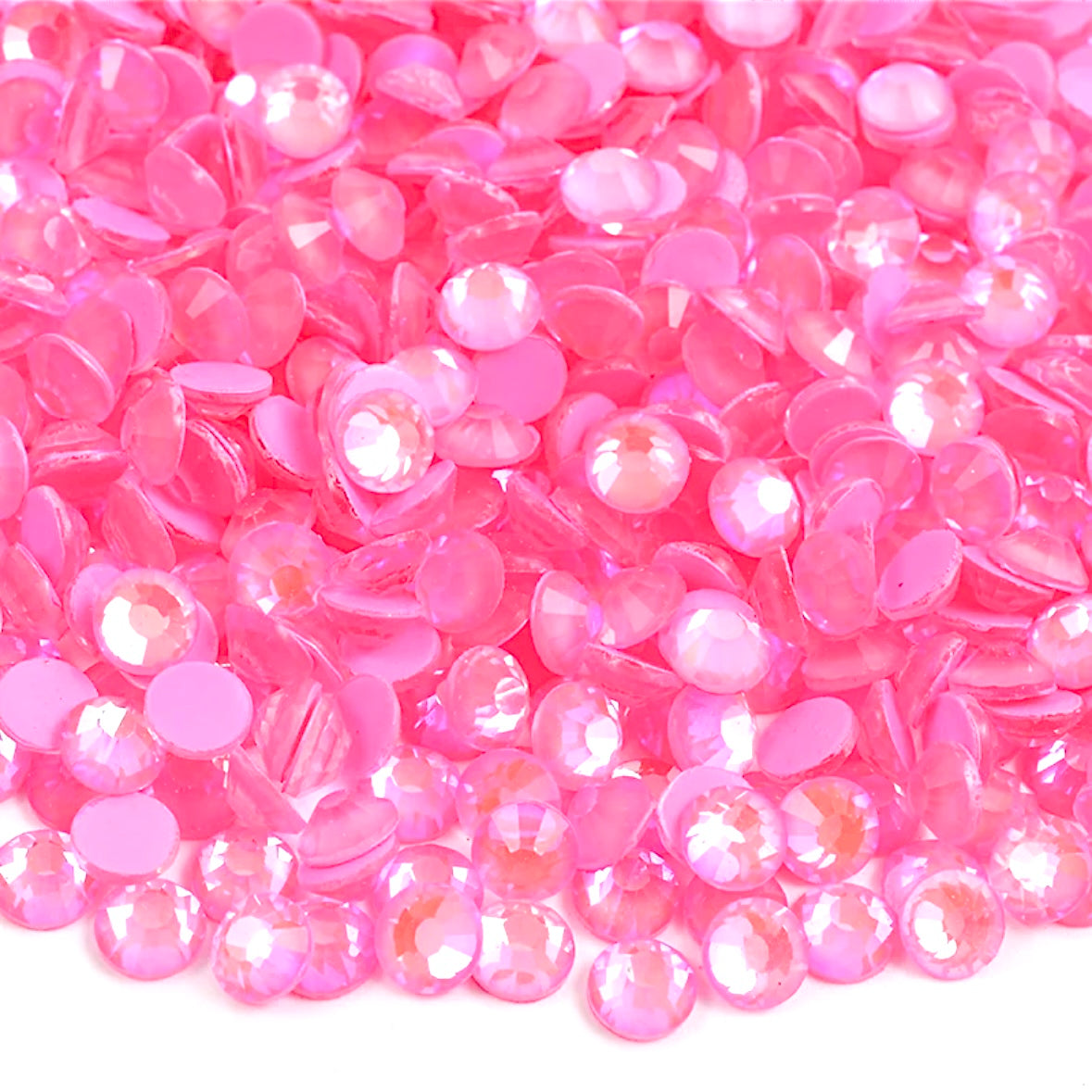 Luminous Light Pink Round Glass Flatback Crystals